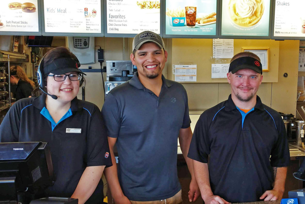Closeup of individuals employed by a local Dairy Queen in Roseau